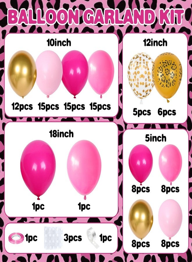 Vibzox Hot Pink Cheetah Print Balloon Arch Kit, Pink Gold Balloons Garland with 4D Foil Leopard Balloon for Safari Jungle Wild Cheetah Print Birthday Bridal Shower Party Decorations - Image 2
